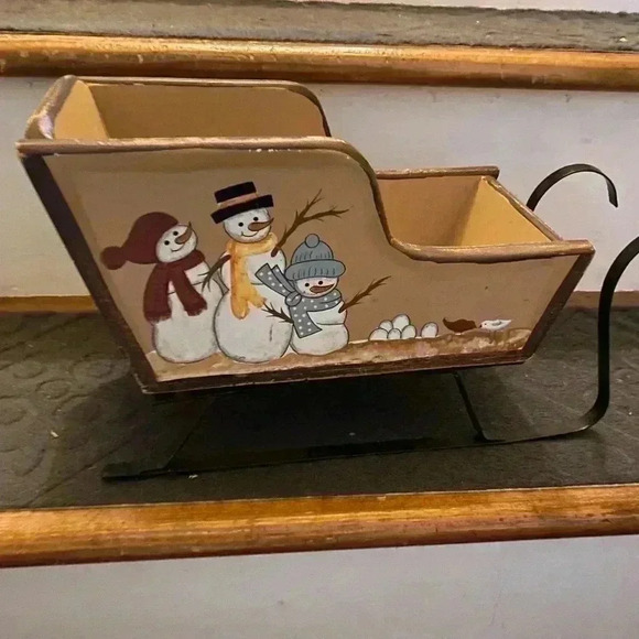 Christmas sled with snowmen - Picture 1 of 10